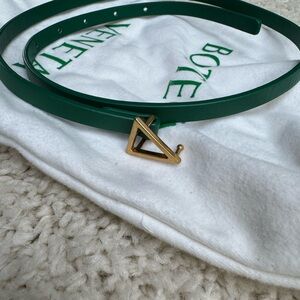 Bottega Veneta Emerald Belt with Triangular Gold Buckle